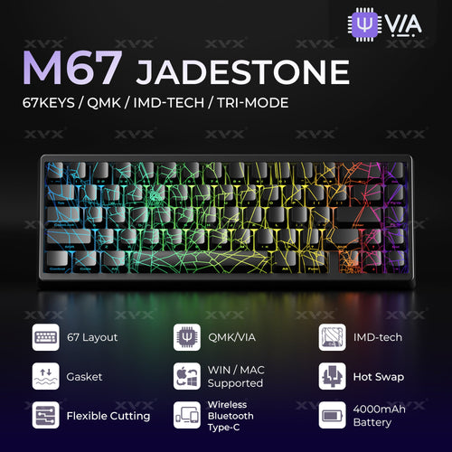 XVX M67 JadeStone Mechanical Keyboard, Plus X11 Tri-Mode Mouse, Bundle